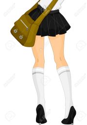 15067784-Cropped-Illustration-Featuring-the-Legs-of-a-School-Girl-Wearing-a-Short-Skirt-and-Knee-high-Socks-Stock-Illustration